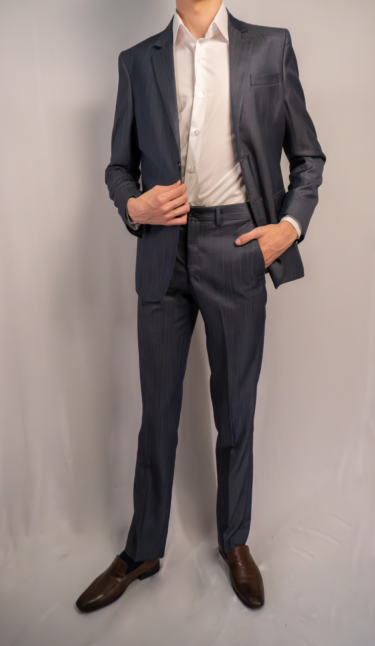 Costume Alfaiataria Poliviscose Azul Metálico