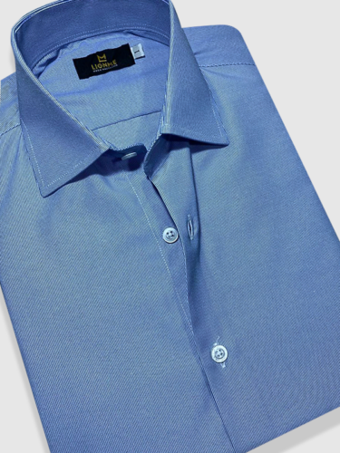 Camisa Manga Curta Passa Fácil Azul Listrado