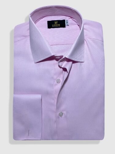 Camisa Manga Longa Algodão Punho Duplo Rosa